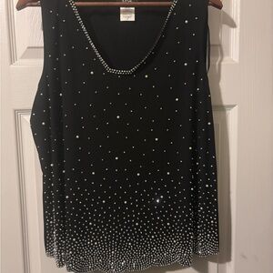MSK Black Sleeveless Blouse with Sparkle beaded embellishment.